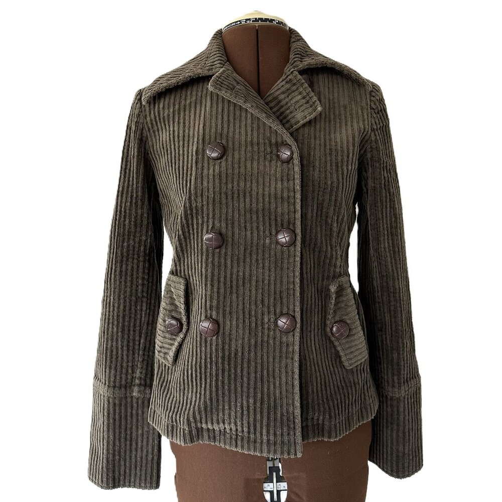 Olive Corduroy Peacoat Jacket